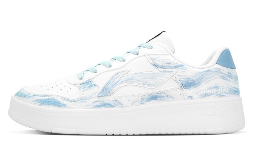Li-Ning Li Ning Floating Boat Coverage Cushioning Abrasion Resistant Low top Skateboard Shoes Men's White Blue