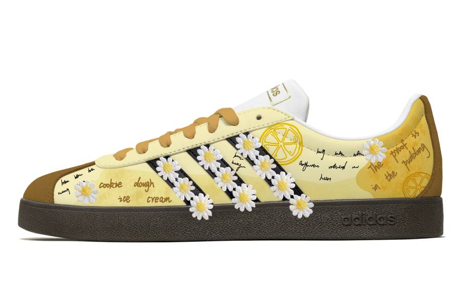 Adidas Adidas VL COURT 2.0 Love Planner, Dessert Leather Low top Skateboard Shoes Unisex Yellow