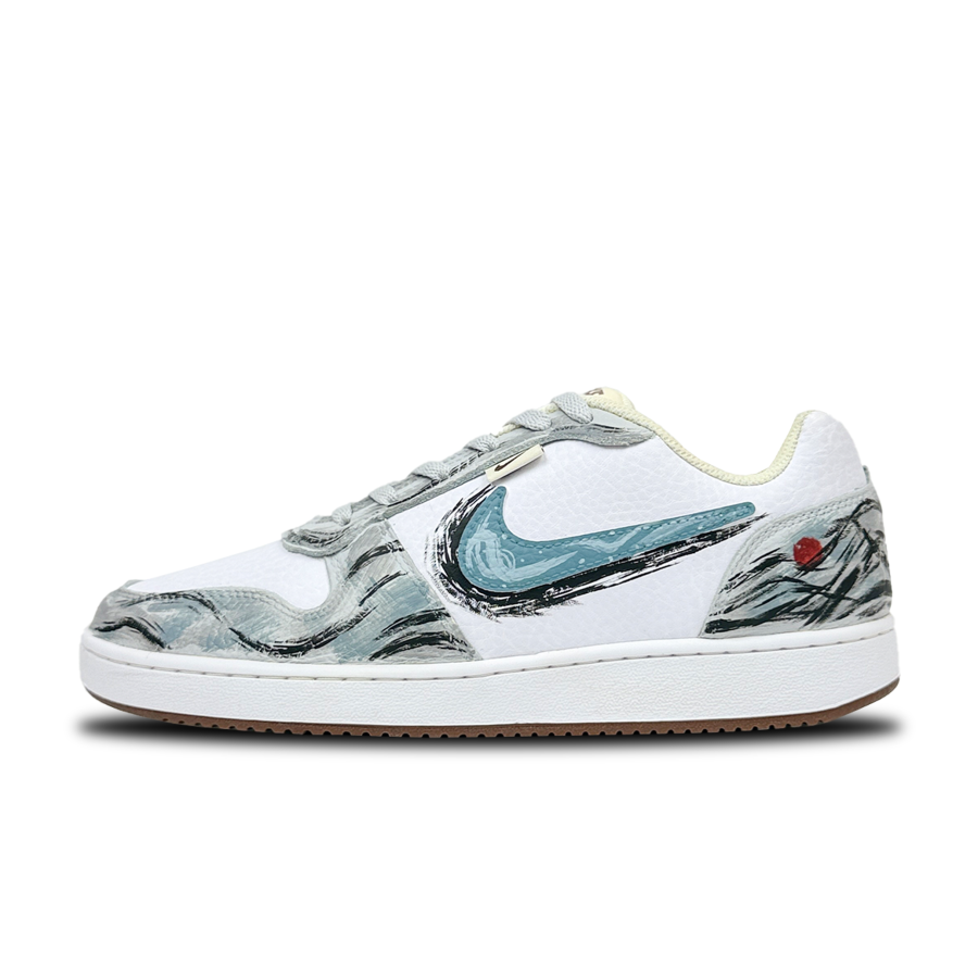 Nike Nike EBERNON Qinghui Ink Wave Abrasion Resistant Low top Skateboard Shoes Unisex White Gray