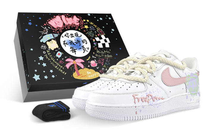 Nike Nike Air Force 1 Low top Skateboard Shoes Men's White Purple Pink