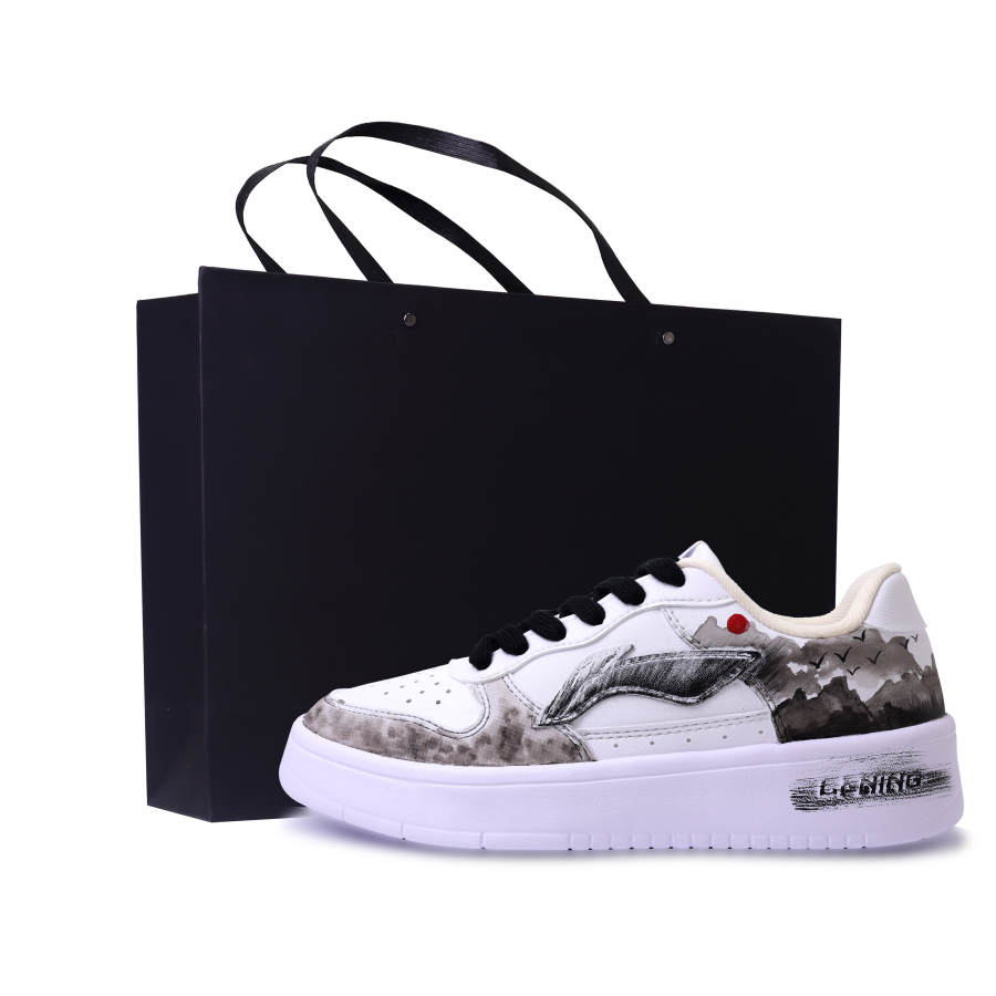 Li-Ning Li Ning Floating Boat Abrasion Resistant Breathable Low top Skateboard Shoes Unisex Black White