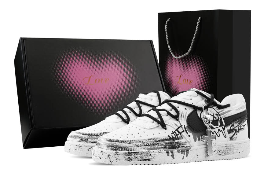 Nike Nike Court Vision 1 Melting Crisis, Heart Box Abrasion Resistant Low top Skateboard Shoes Men's Black White