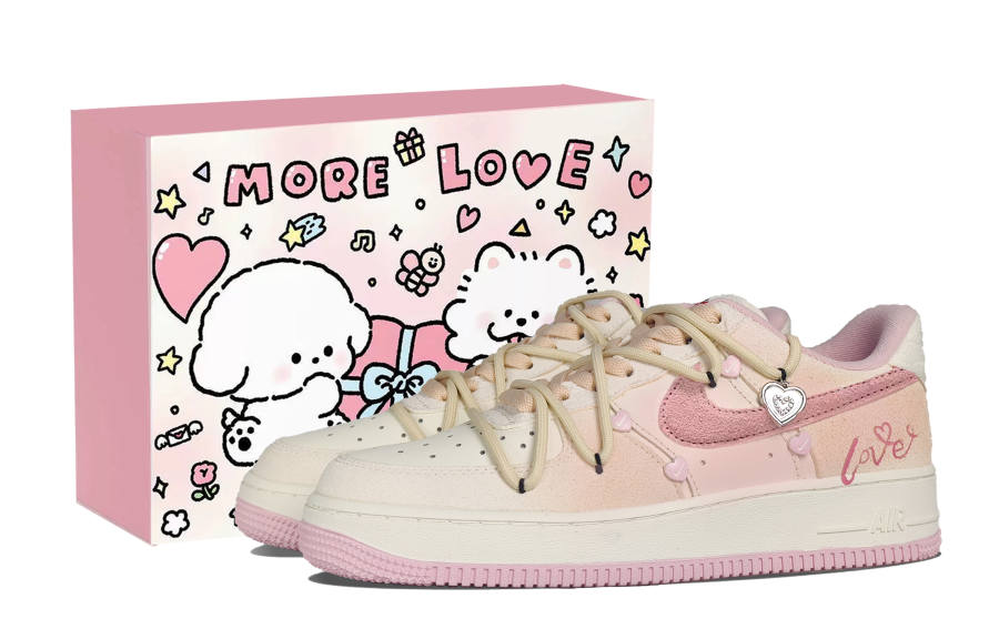Nike Nike Air Force 1 Pink Mist Love Letter Suede Abrasion Resistant Slip Resistant Low top Skateboard Shoes Women's Pink