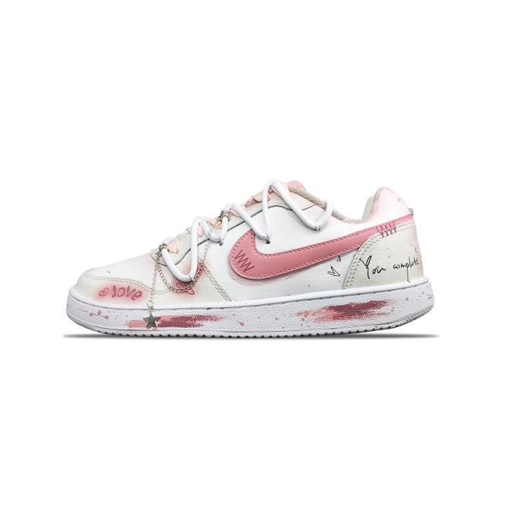 Nike Nike EBERNON Tower Rabbit Leather Slip Resistant Cushioning Abrasion Resistant Low top Skateboard Shoes Men's Pink