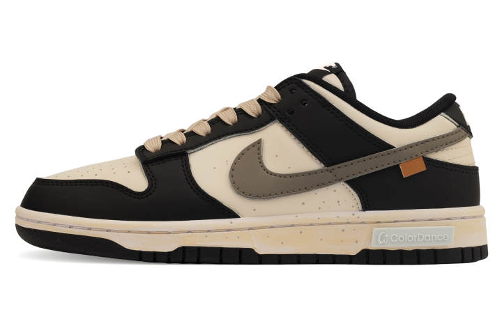 Nike Nike Dunk Abrasion Resistant Low top Skateboard Shoes Unisex Black Beige