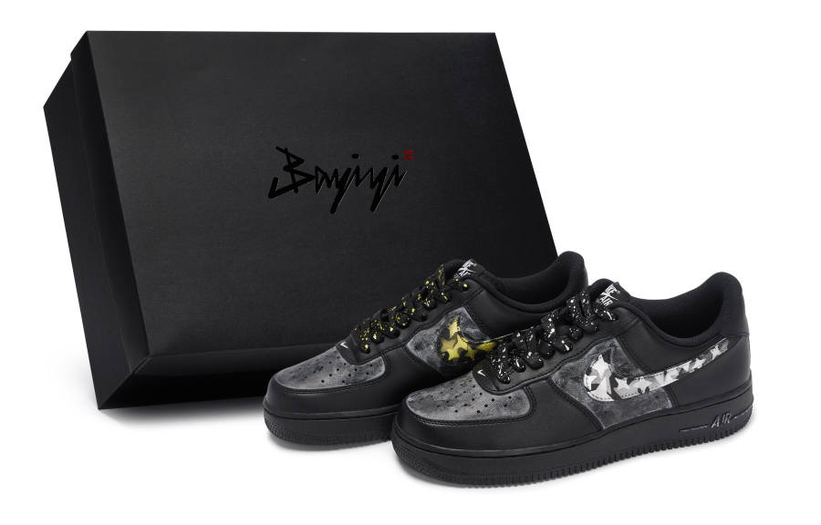 Nike Nike Air Force 1 Skateboard Shoes Unisex Low Top Black/Gray/Gold/Silver