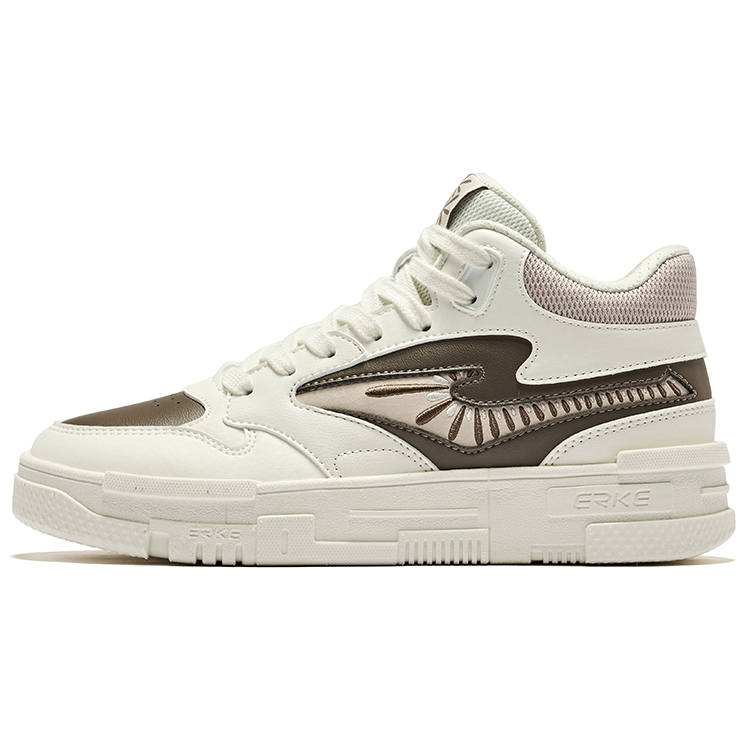 Erke Decisive Courage High top Skateboard Shoes Women's Microcrystal White Brownstone