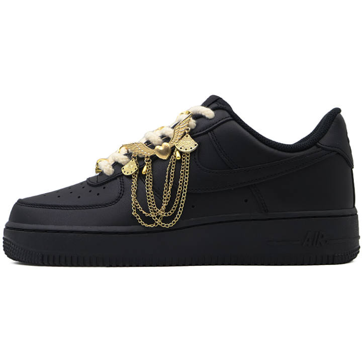 Nike Nike Air Force 1 Slip Resistant Abrasion Resistant Low top Skateboard Shoes Unisex Black