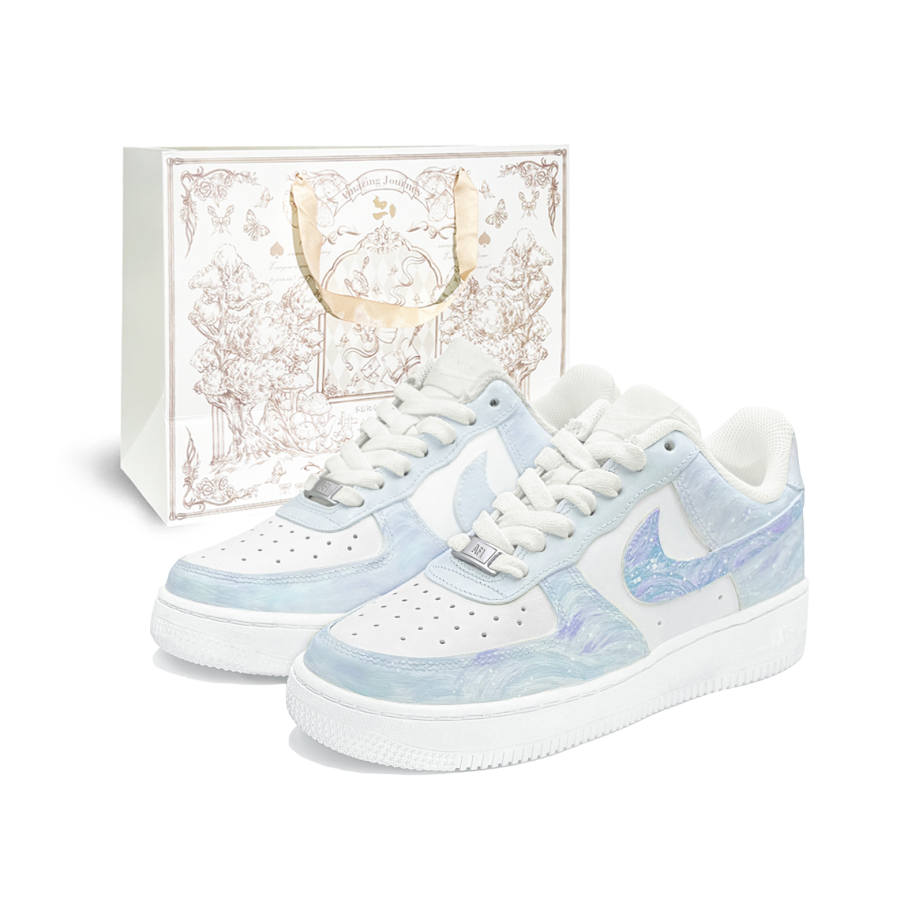 Nike Nike Air Force 1 Shopping Bag, Galaxy Mystery, First Moon Culture Abrasion Resistant Balance Low top Skateboard Shoes