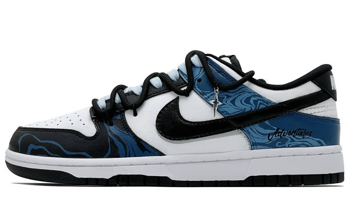 Nike Nike Dunk Abrasion Resistant Abrasion Resistant Low top Skateboard Shoes Unisex Black White Blue