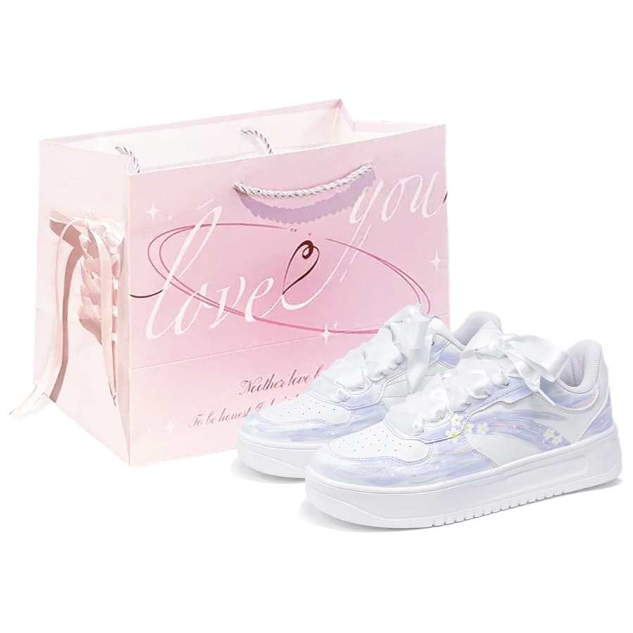 Anta Slip Resistant Abrasion Resistant Slip Resistant Abrasion Resistant Low top Skateboard Shoes Women's Light Purple