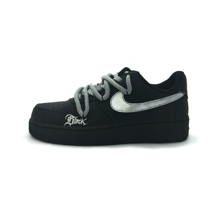 Nike Nike Air Force 1 Slip Resistant Low top Skateboard Shoes Unisex Black Silver