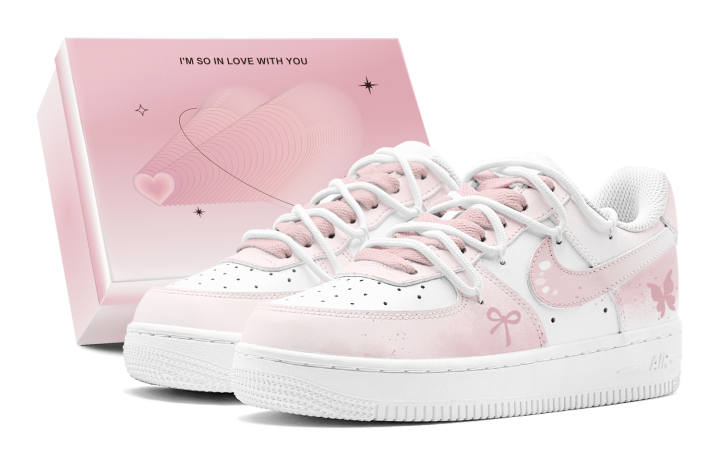 Nike Nike Air Force 1 Cherry Blossom Butterfly Dancing Low top Skateboard Shoes Women's Pink