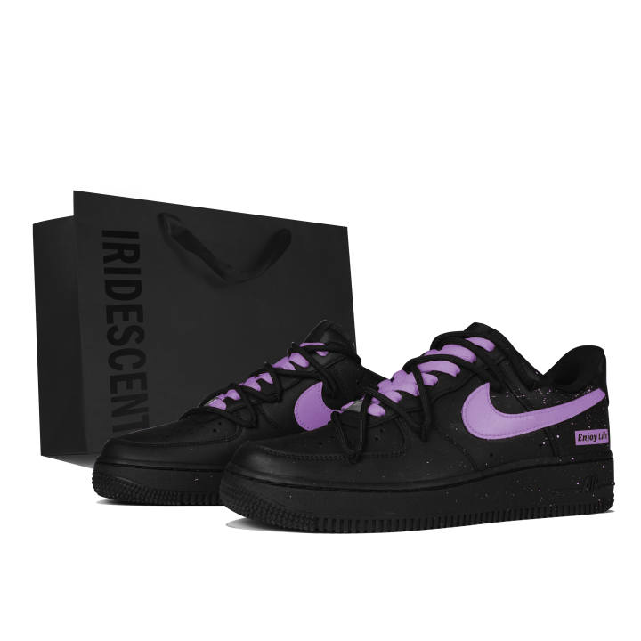 Nike Nike Air Force 1 Leather Low top Skateboard Shoes Unisex Black Purple