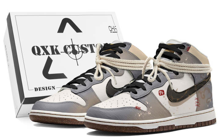 Nike Nike Dunk High top Skateboard Shoes Men's White Gray