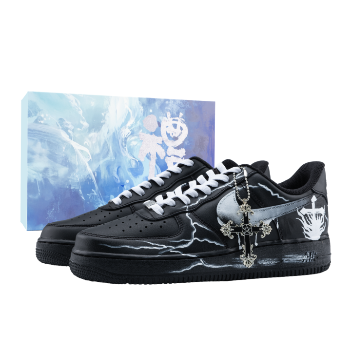 Nike Nike Air Force 1 Dark Cross Abrasion Resistant Low top Skateboard Shoes Unisex Black