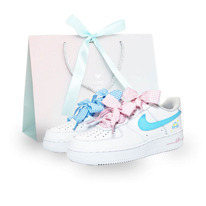 Nike Nike Air Force 1 Berry Delight Pie Abrasion Resistant Low top Skateboard Shoes Unisex Pink Blue