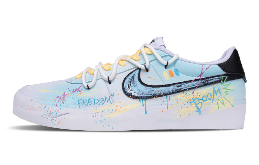 Nike Nike Court Shot Sparkling Neon Wear resistant And Lightweight Low top Skateboard Shoes Men's White Yellow Blue
