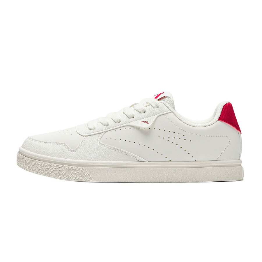 Anta Slip Resistant Lightweight Non slip Lightweight Low top Skateboard Shoes Men's White Red