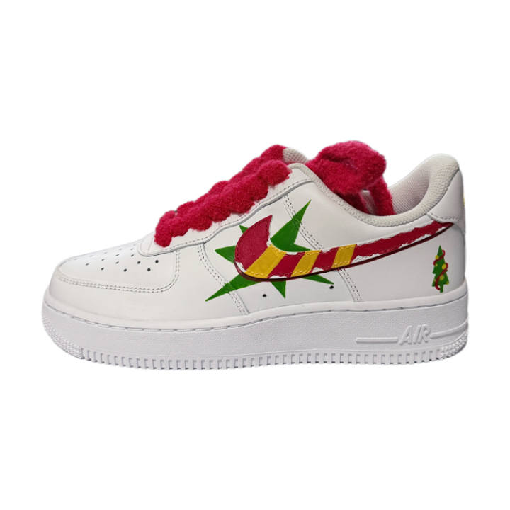 Nike Nike Air Force 1 Christmas Tree Low top Skateboard Shoes Women's White Red Yellow