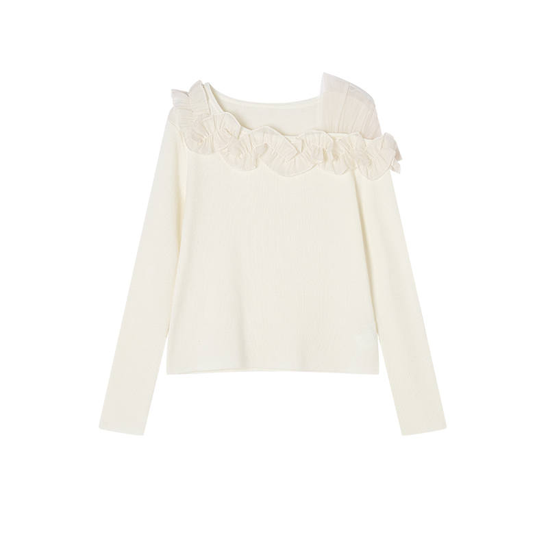 XIANGYING Knitwear Women's Beige Yellow Asymmetrical Collar Moderate Other
