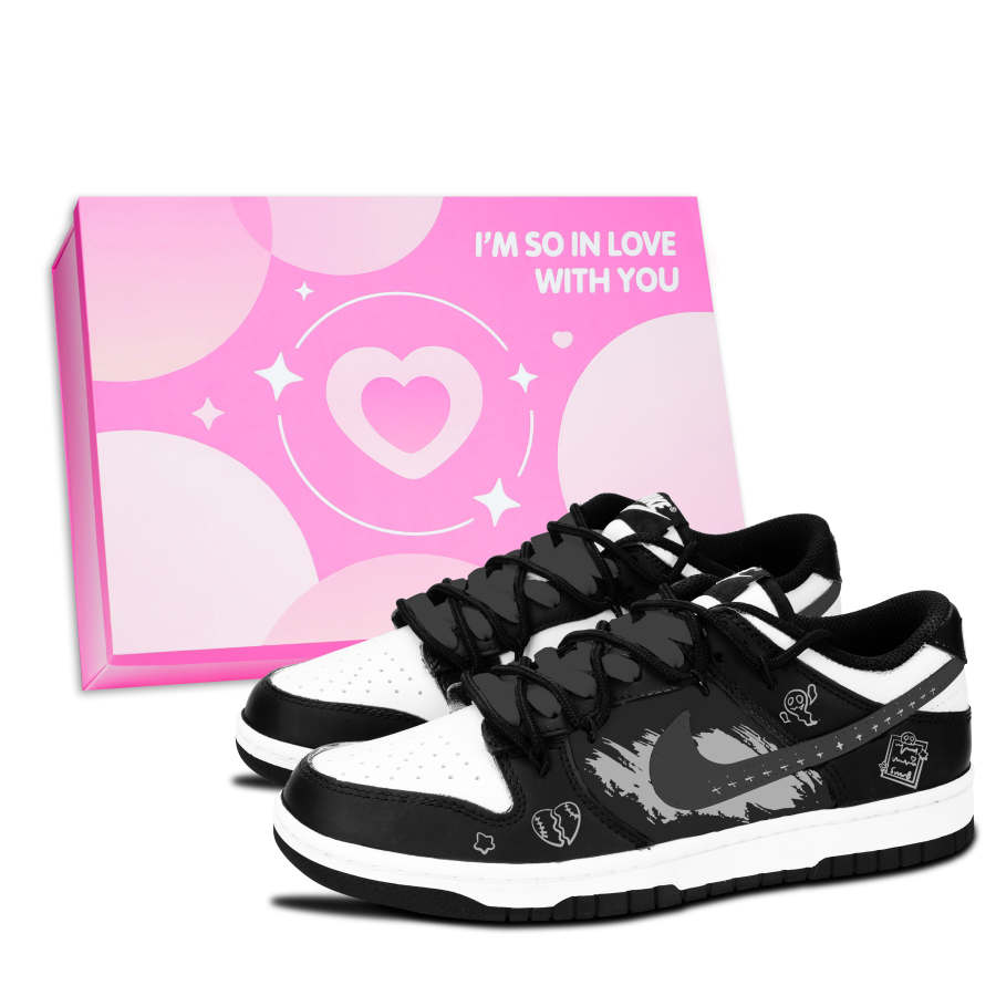 Nike Nike Dunk Graffiti Dreamy Pink Shoe Box Abrasion Resistant Abrasion Resistant Low top Skateboard Shoes Unisex