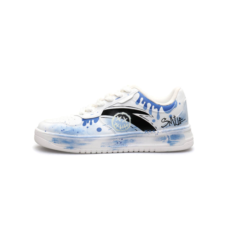 Anta Slip Resistant Cushioning Abrasion Resistant Low top Skateboard Shoes Men's White Blue Black