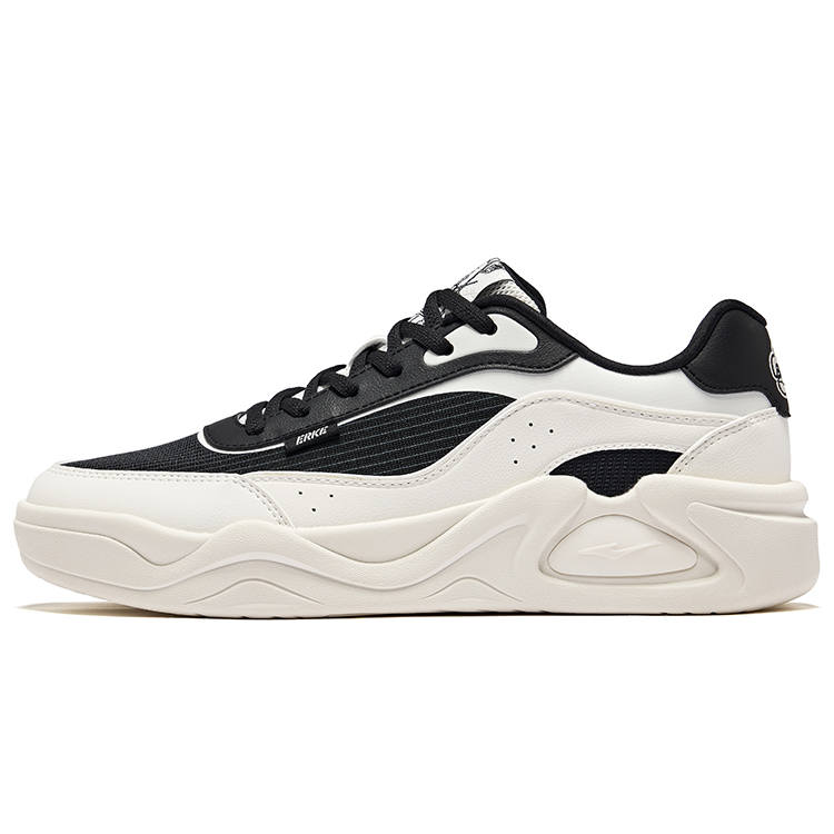 Erke Slip Resistant Abrasion Resistant Low top Skateboard Shoes Men's Microcrystal White Jet Black