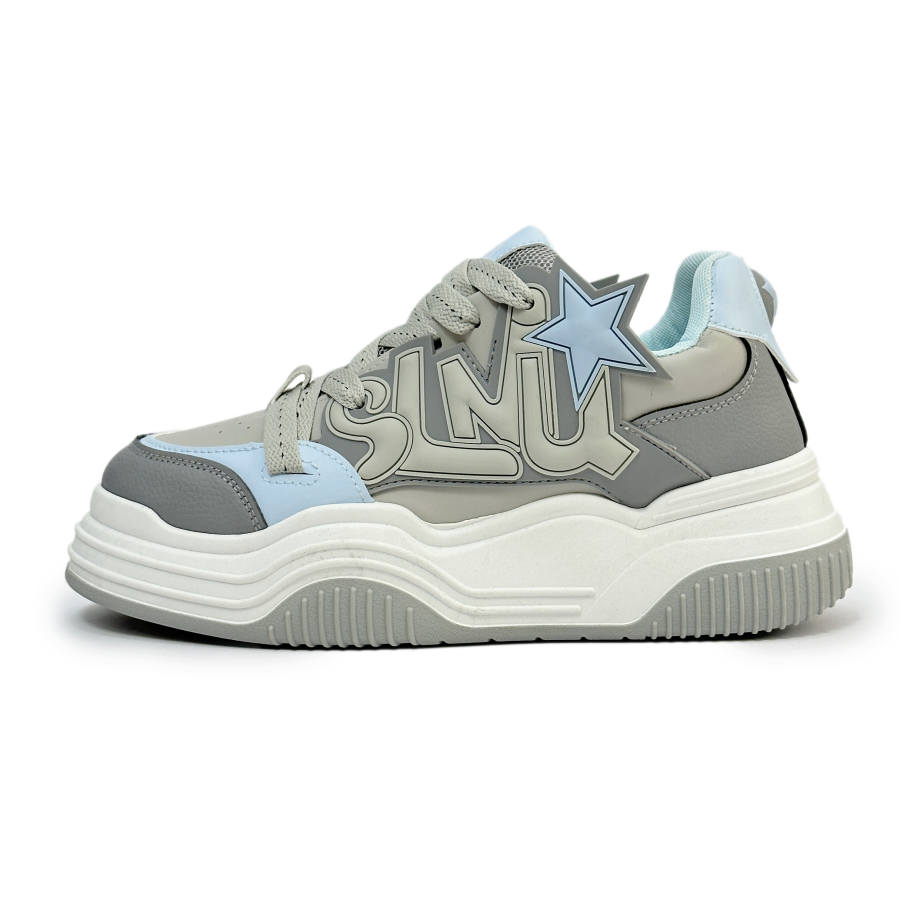 SLnU★3 Coverage Slip Resistant Abrasion Resistant Low top Skateboard Shoes Men's Gray Blue