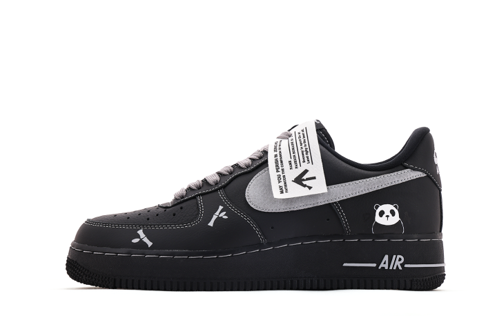Nike Nike Air Force 1 Leather Coverage Cushioning Low top Skateboard Shoes Unisex Black Gray
