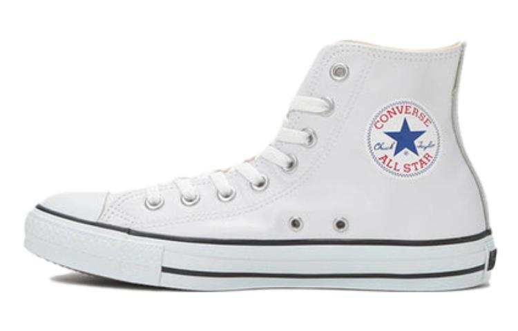 Converse All Star Lea Hi Leather Comfortable Slip Resistant Abrasion Resistant High top Skateboard Shoes Unisex White