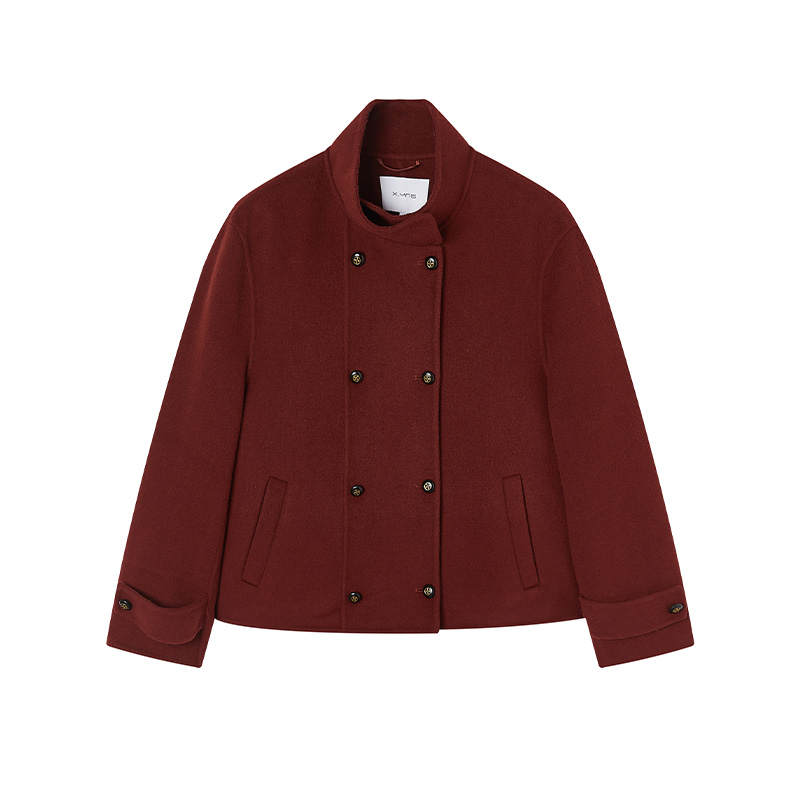 XIANGYING Coats Women's Red Stand Collar Moderate
