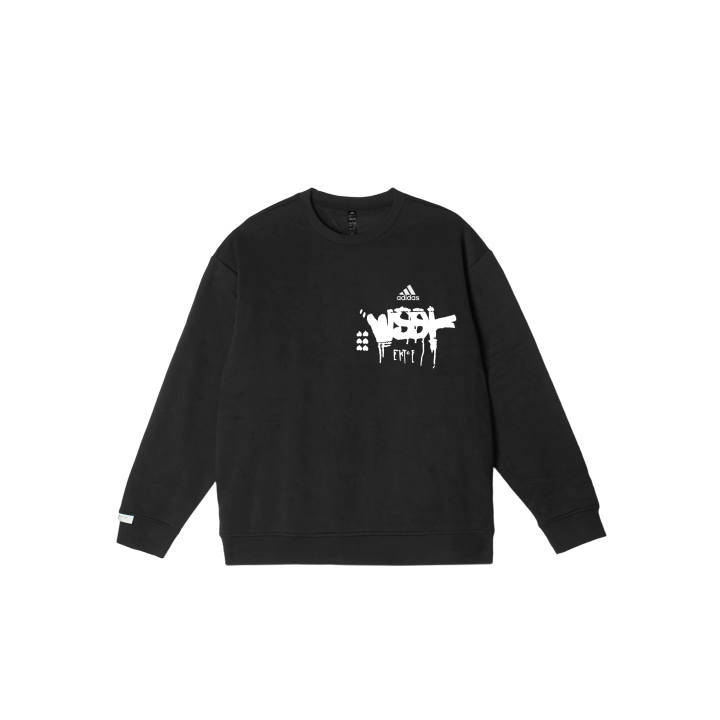 Adidas Adidas LABEL Changyao Wenqiu YMK Graffiti Print Comfortable Crew Neck Fleece Lined Pullover Long Sleeved Sweatshirt