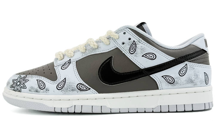 Nike Nike Dunk Paisley Coverage Cushioning Abrasion Resistant Low top Skateboard Shoes Unisex Gray Brown