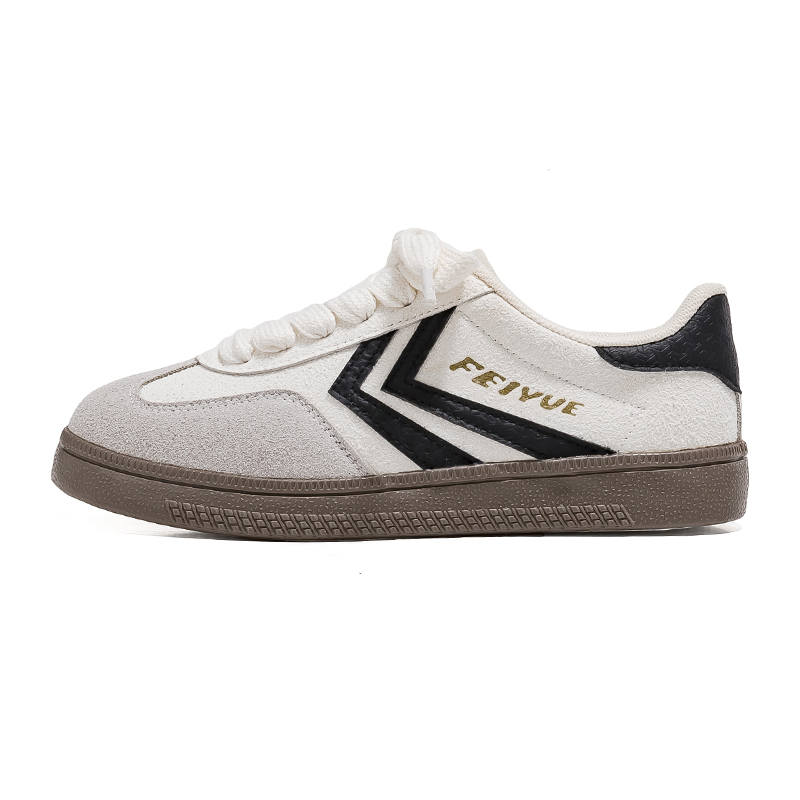 FEIYUE Slip-Resistant, Abrasion-Resistant, Lightweight Low-top Skateboard Shoes Women's Beige Gray Black