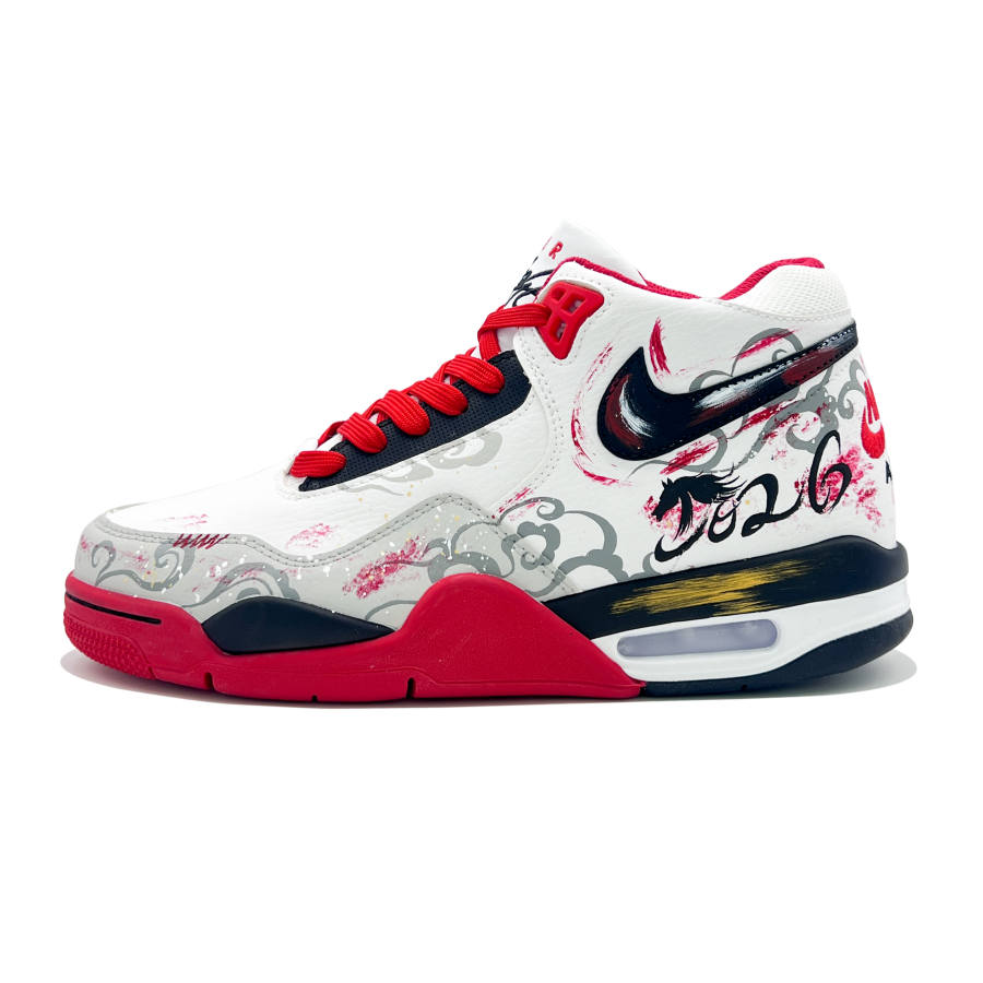 Nike Nike Flight Legacy Immediate Blessing Arrives Abrasion Resistant Mid top Vintage Basketball Shoes Unisex Red White