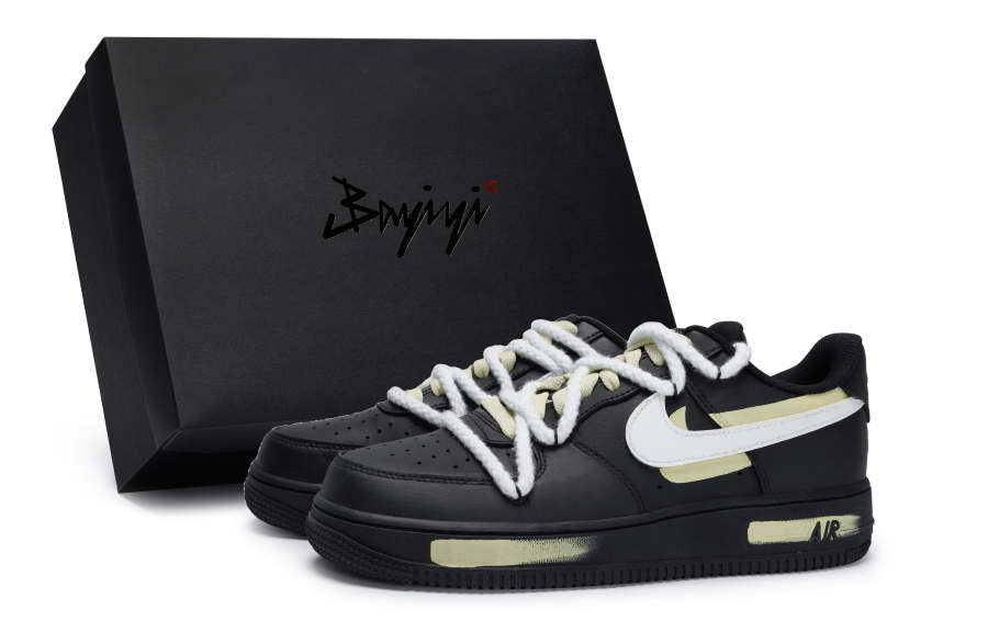 Nike Nike Air Force 1 Low top Skateboard Shoes Unisex Black White Beige Yellow