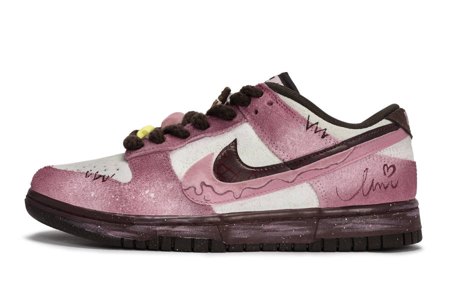 Nike Nike Dunk Low Double Swoosh 811 Manufacturing, Berry Waffle Low top Skateboard Shoes Women's Pink Brown