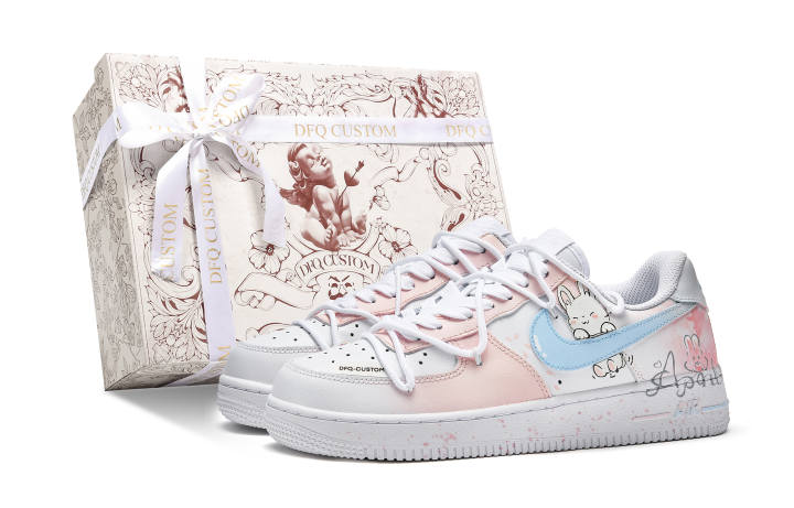 Nike Nike Air Force 1 Da Vinci Custom, Box, Springtime Vigor Slip Resistant Abrasion Resistant