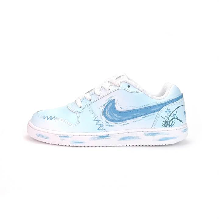 Nike Nike EBERNON Hand Drawn Abrasion Resistant Low top Skateboard Shoes Unisex Light Blue