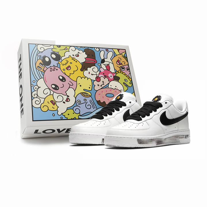 Nike Nike Air Force 1 Slip Resistant Abrasion Resistant Low top Skateboard Shoes Unisex Black White