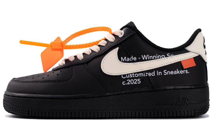 Nike Nike Air Force 1 Standard WS Slip Resistant Low top Skateboard Shoes Unisex Black White Orange