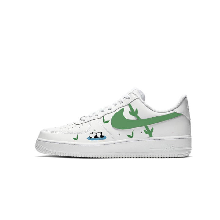 Nike Nike Air Force 1 Panda Playing With Bamboo Low top Skateboard Shoes Women's White Green