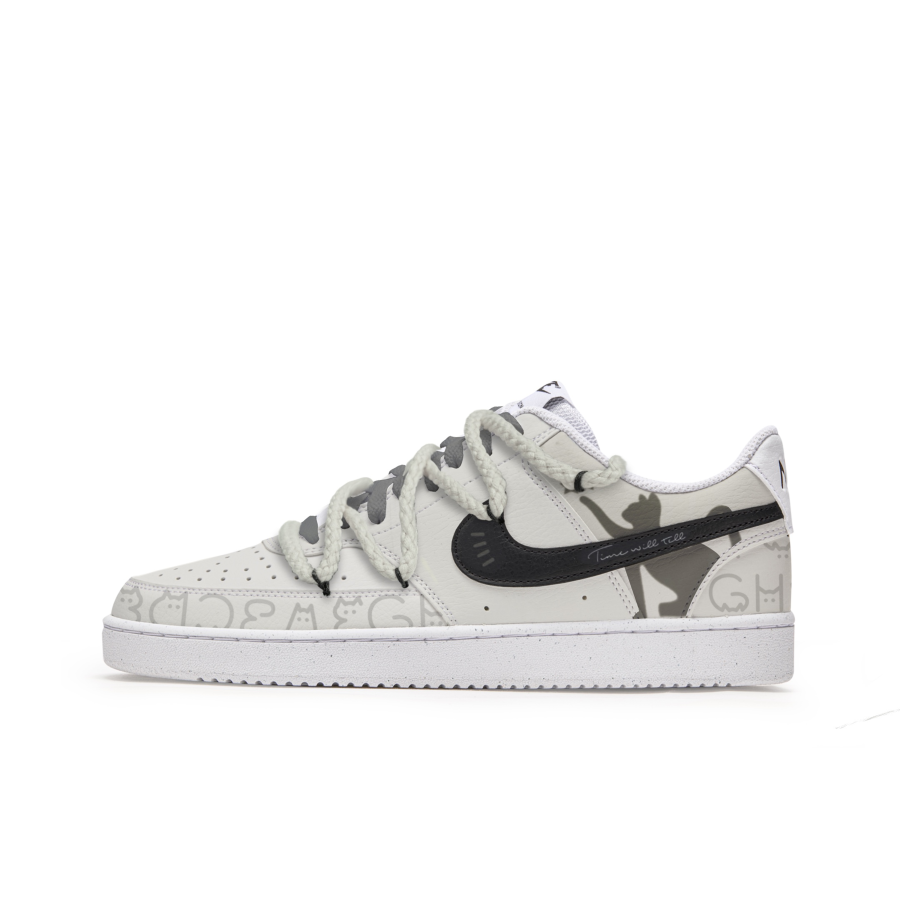 Nike Nike Court Vision 1 Freedom Panda, Moonlit Night Cat Slip Resistant Abrasion Resistant Low top Skateboard Shoes Men's