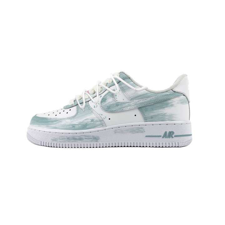 Nike Nike Air Force 1 Cow Leather Abrasion Resistant Abrasion Resistant Low top Skateboard Shoes Unisex White Blue
