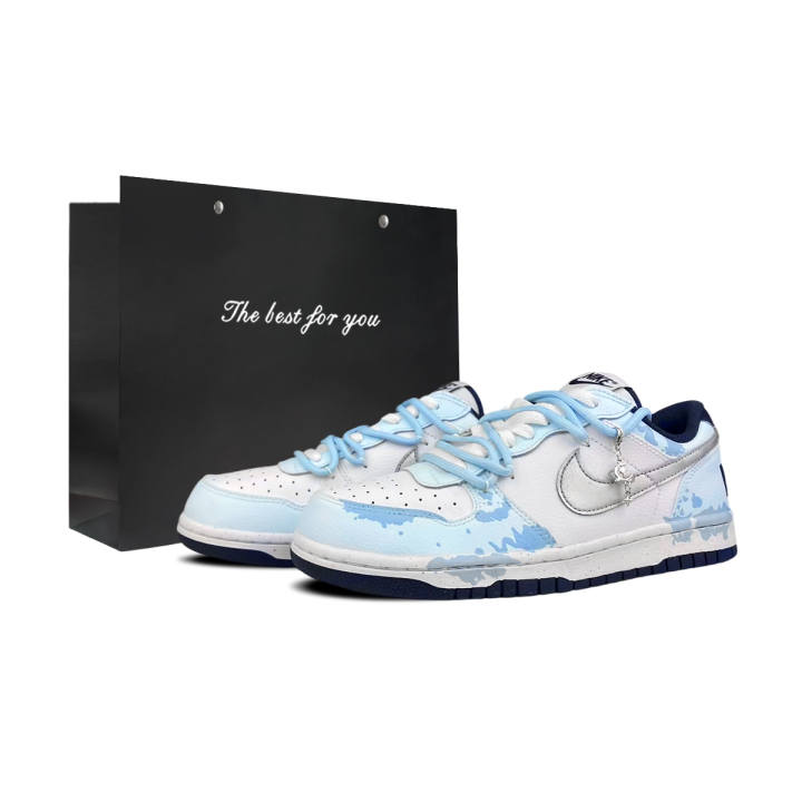 Nike Nike Big Cushioning Abrasion Resistant Cushioning, Wear Resistant Low top Skateboard Shoes Unisex White Blue