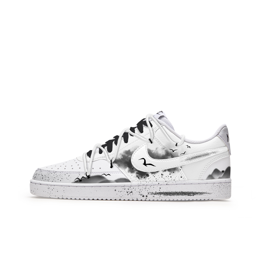 Nike Nike Court Vision 1 Slip Resistant Abrasion Resistant Low top Skateboard Shoes Men's Black White Gray