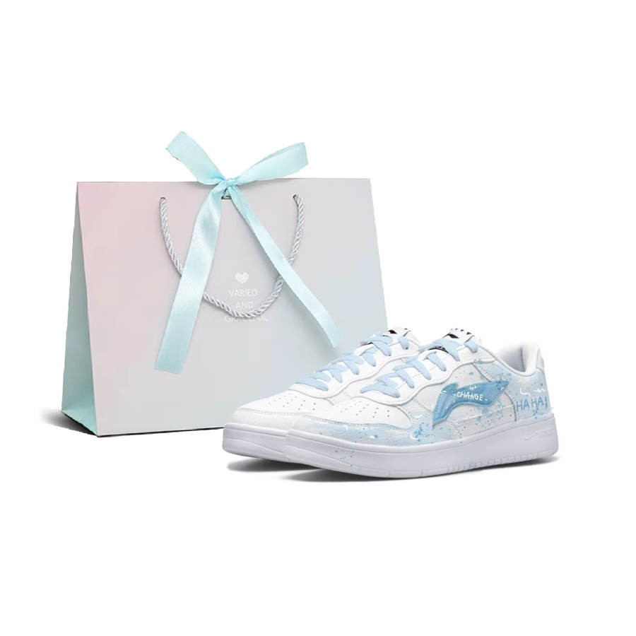 Li-Ning Li Ning Floating Boat Coverage Cushioning Abrasion Resistant Low top Skateboard Shoes Men's White Blue