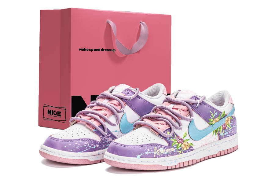 Nike Nike Dunk Leather Abrasion Resistant Abrasion Resistant Low top Skateboard Shoes Women's Pink Purple