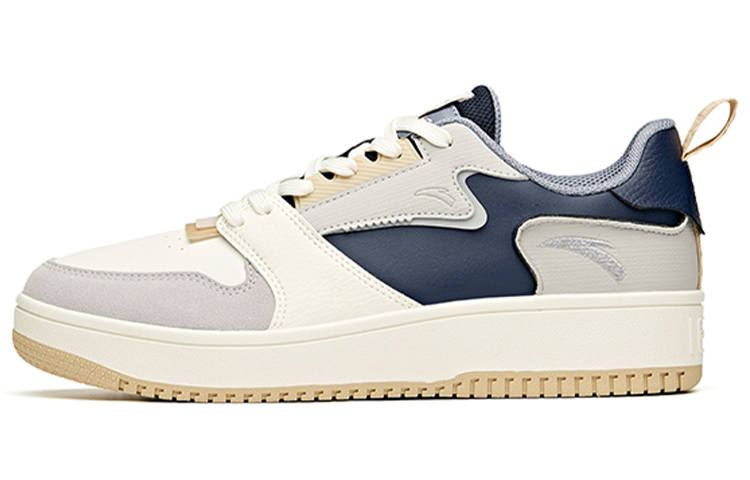 Anta Synthetic Leather Slip Resistant Cushioning Abrasion Resistant Low top Skateboard Shoes Men's Gray White Blue